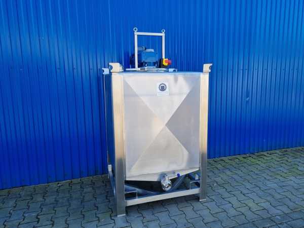 1000L Edelstahl Transportbehälter mit Balkenrührwerk