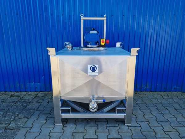 500L Edelstahl Transportbehälter mit Becherrührwerk