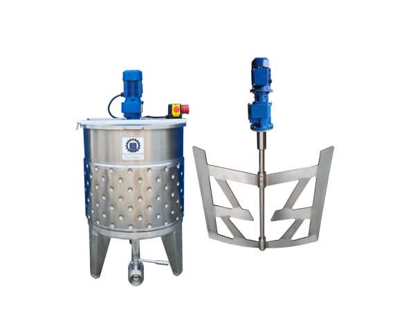 221L heat-/coolable stainless steel mixing tank with anchor agitator