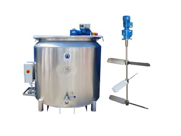 1150L electrically heated stainless steel vessel with insulation and paddle agitator