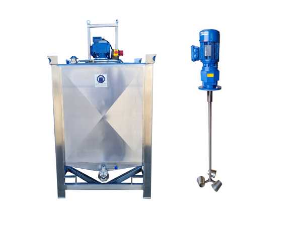 1000L Edelstahl Transportbehälter mit Becherrührwerk