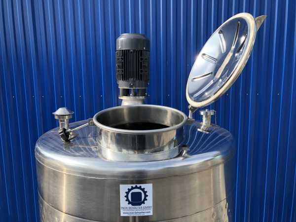 1305L heat-/coolable stainless steel mixing tank with agitator and thermoplate