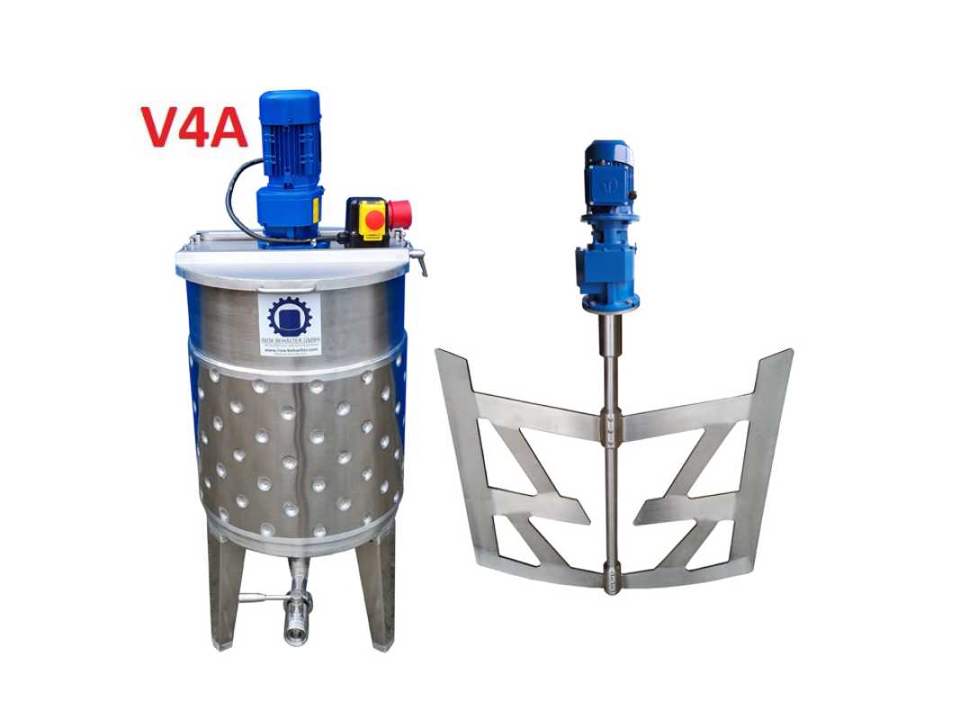 109L heat-/coolable stainless steel mixing tank with anchor agitator