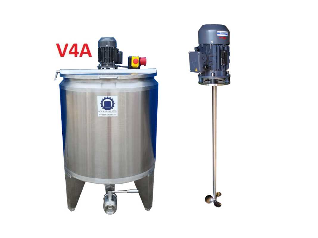 221L heat-/coolable stainless steel mixing tank with insulation and propeller mixer