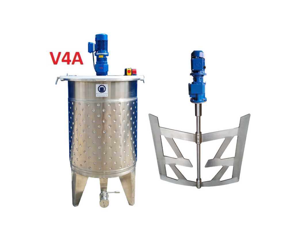 510L heat-/coolable stainless steel mixing tank with anchor agitator