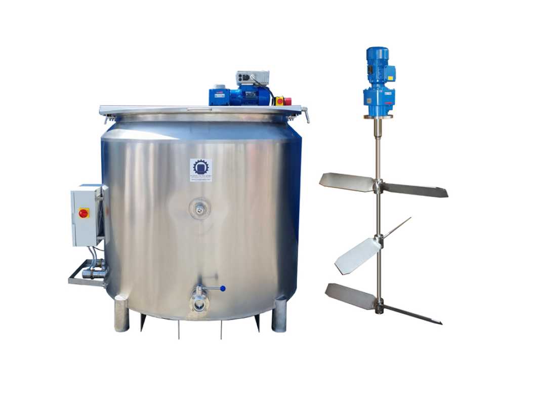 1150L electrically heated stainless steel vessel with insulation and paddle agitator