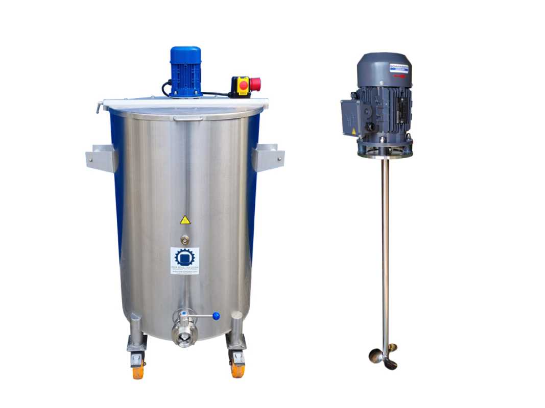 250L electrically heated stainless steel mixing tank with propeller mixer