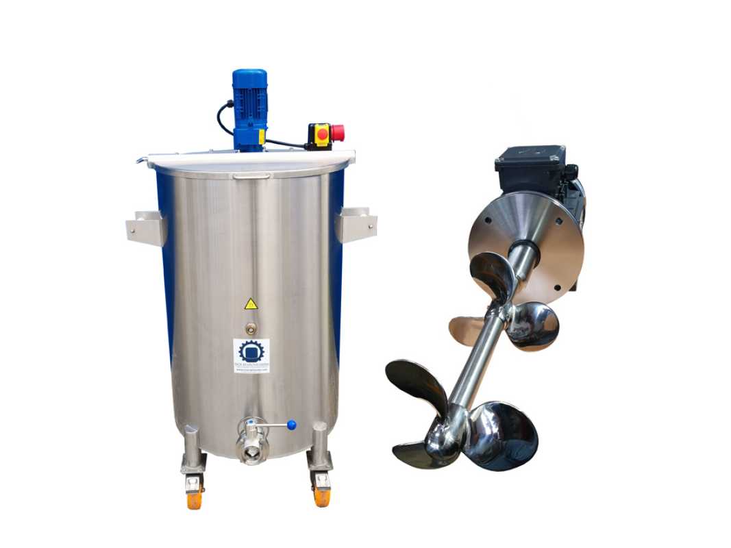 250L electrically heated stainless steel mixing tank with gear agitator