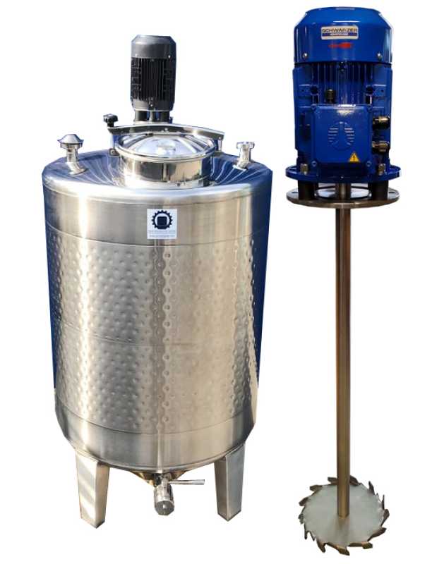 1305L heat-/coolable stainless steel mixing tank with agitator and thermoplate