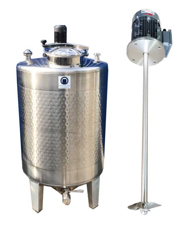 1305L heat-/coolable stainless steel tank with thermoplate and propeller mixer