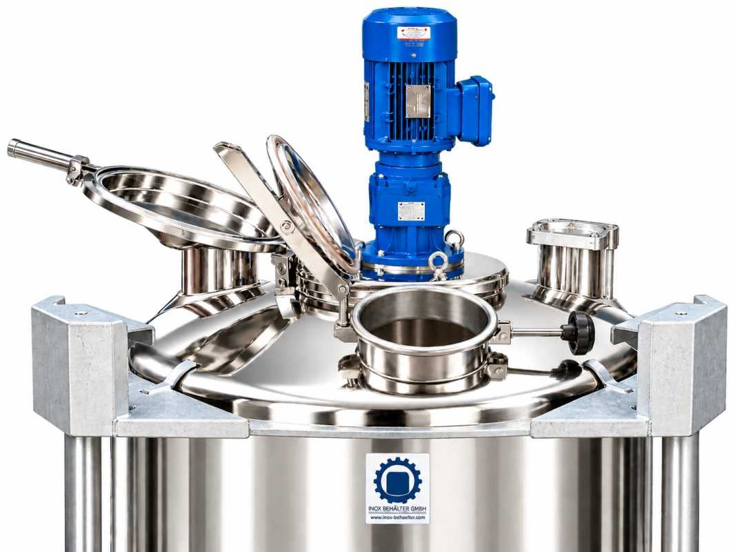 1000L stainless steel IBC with paddle agitator