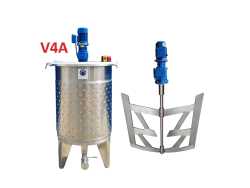 510L heat-/coolable stainless steel mixing tank with anchor agitator