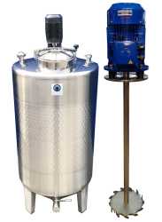 1533L heat-/coolable stainless steel mixing tank with agitator and thermoplate
