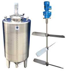 1533L heat-/coolable stainless steel mixing tank with thermoplate and paddle agitator